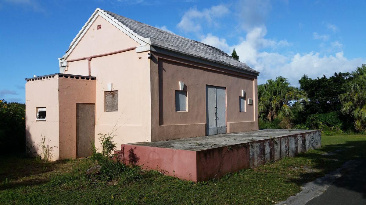 The old White Hill railway station building beside the trail